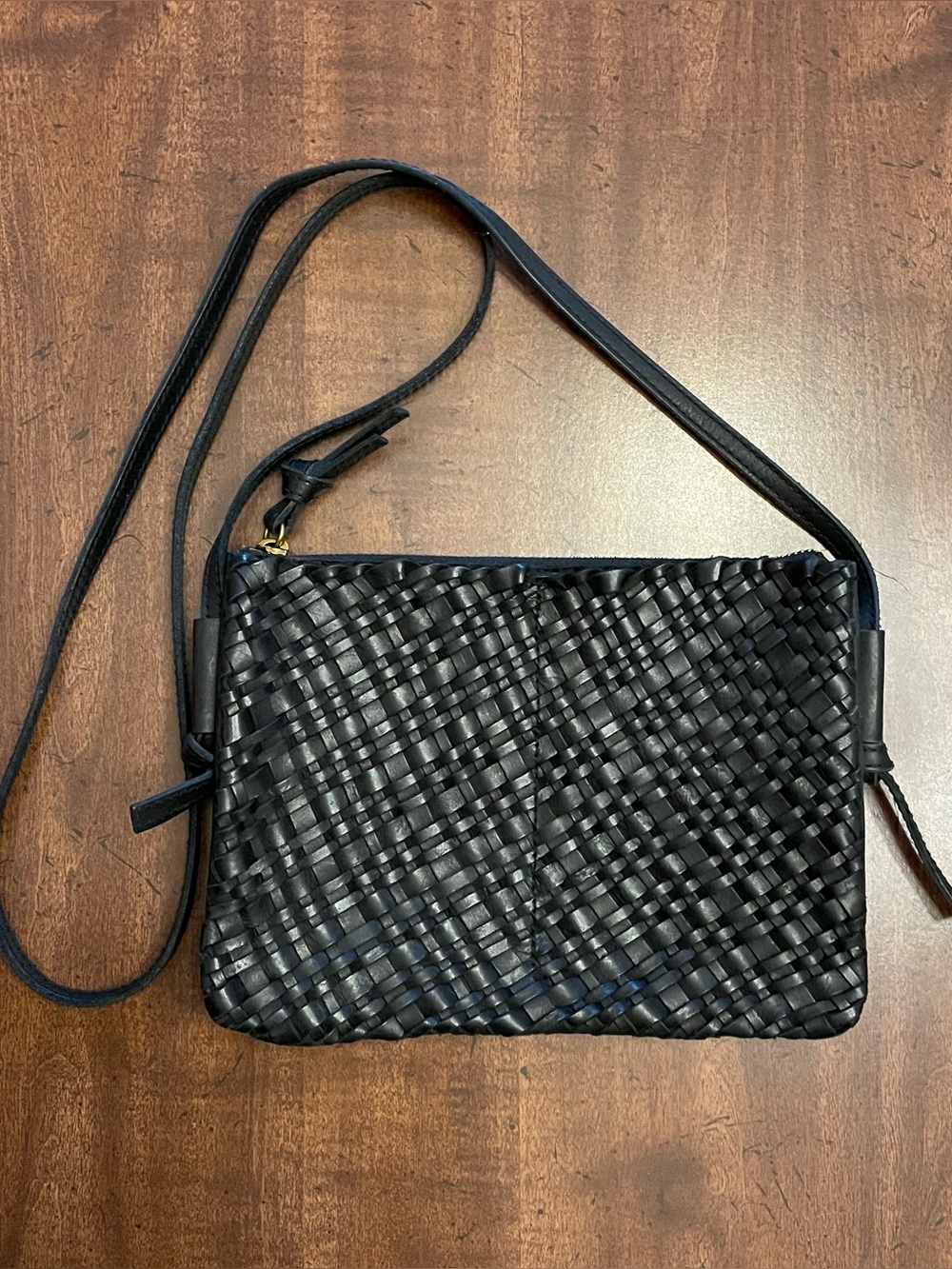 Madewell "The Knotted Crossbody Bag" - Black Woven Leather